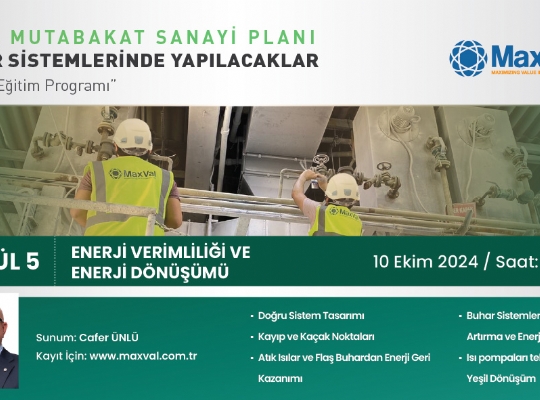 Yeşil Mutabakat Sanayi Planı Buhar Sistemlerinde Yapılacaklar (60. Webinar)